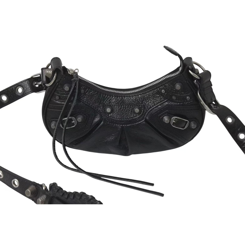 BALENCIAGA LE CAGOLE XS One Shoulder Hobo bag black leather - Picture 2 of 10